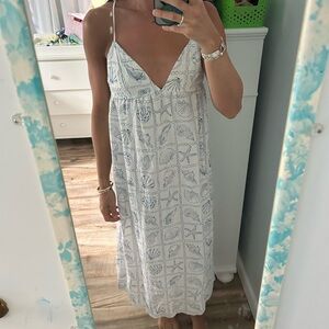H&M White and Blue Seashell Maxi Dress